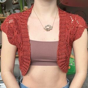 Vintage knit short sleeve shrug crochet bolero sweater
